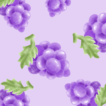 水果葡萄水彩风图案