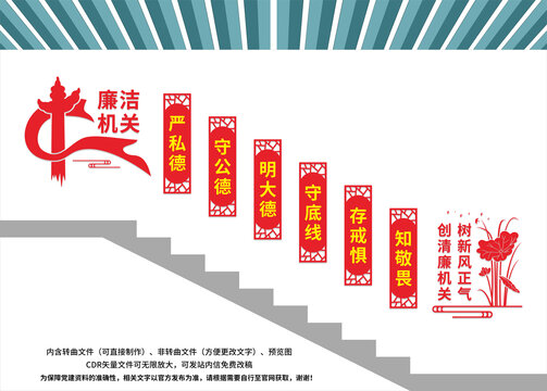 清廉機關(guān)樓梯文化墻