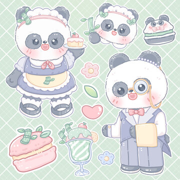 熊猫女仆绅士冰糕心花