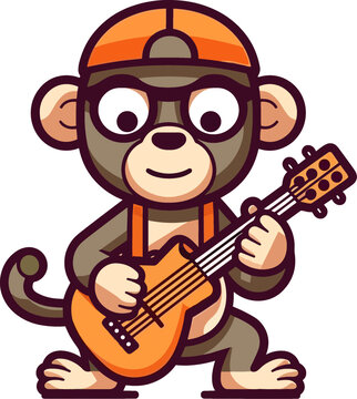 音乐猴子卡通素材