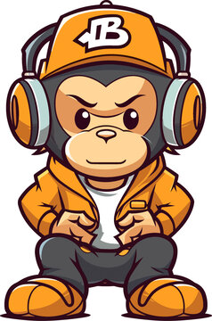 嘻哈音乐猴子矢量素材