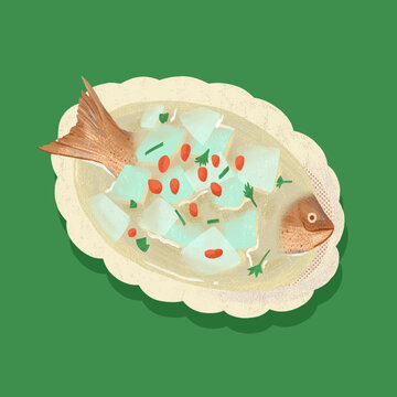 冬瓜鯉魚(yú)湯手繪風(fēng)插畫(huà)元素