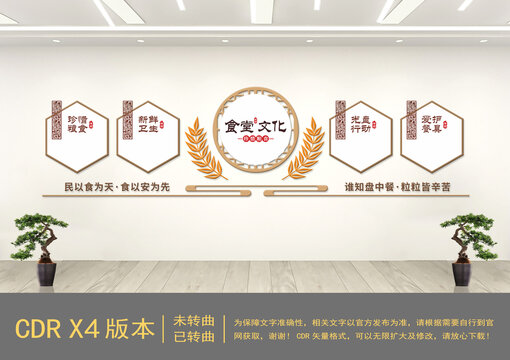 中式食堂文化墻