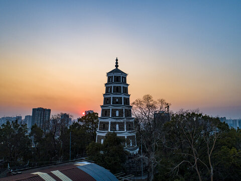 东塔航拍邵阳古建筑