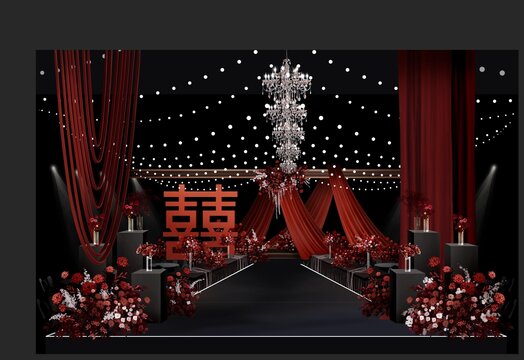 红黑色中式婚礼