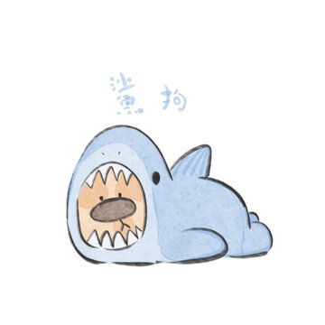 儿童卡通动物小狗鲨鱼搞怪
