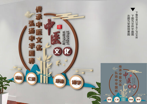 豎版中醫(yī)文化墻