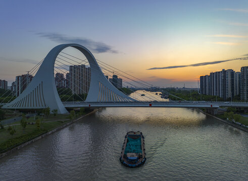 京杭大运河江苏淮安城市风光