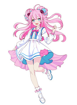 粉色頭發(fā)二次元靈動少女
