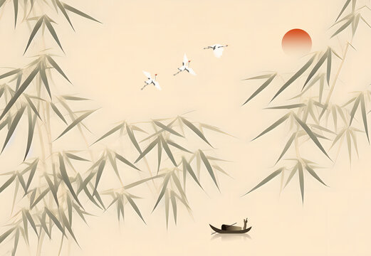竹子水墨畫