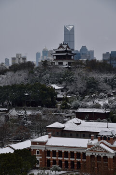 武汉黄鹤楼风光雪景