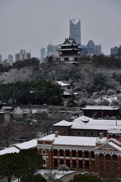 武汉黄鹤楼风光雪景