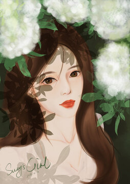 女生頭像插畫
