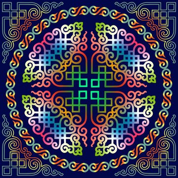 民族花紋框矢量