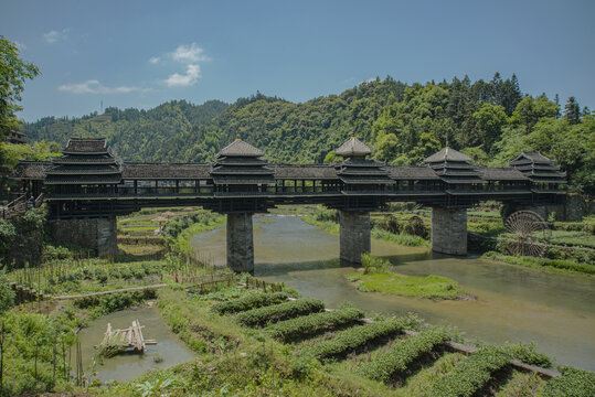 广西柳州三江县程阳桥风景