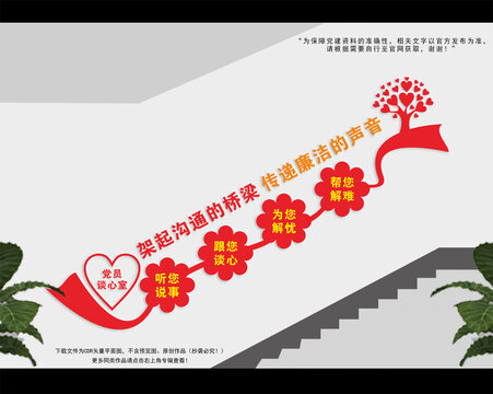 黨員談心室樓梯文化墻