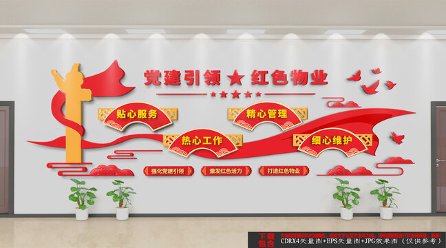 黨建引領(lǐng)紅色物業(yè)文化墻