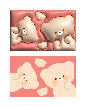小熊烘焙膨胀图案