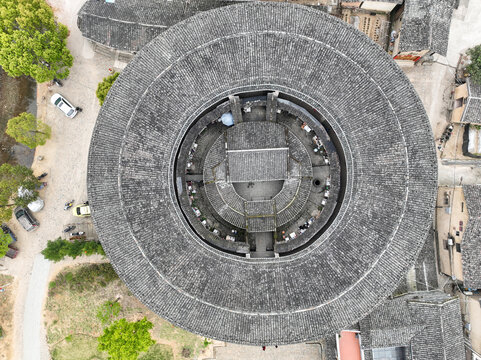 航拍福建土楼云水谣怀远楼