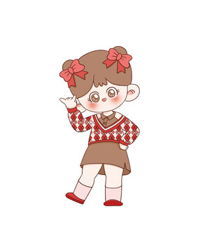 手繪卡通小女孩
