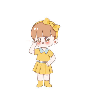 手繪卡通小女孩