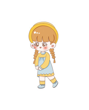 手繪卡通小女孩