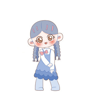 手繪卡通小女孩