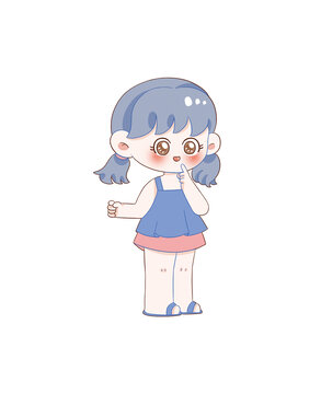 手繪卡通小女孩
