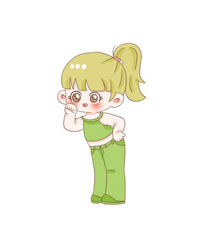 手繪卡通小女孩