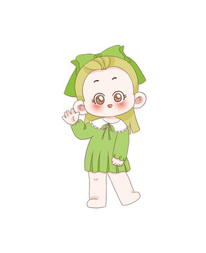 手繪卡通小女孩