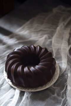 漂亮的可可巧克力戚风蛋糕