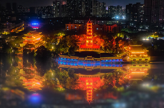 九江锁江塔夜景