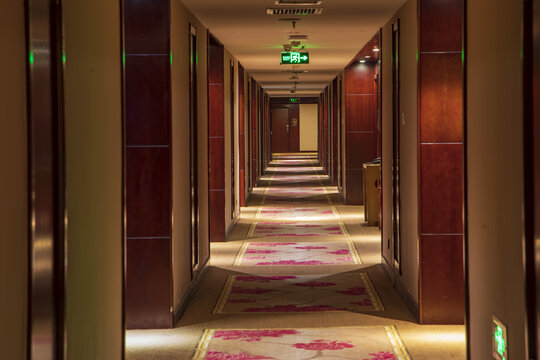 酒店铺着地毯的走廊