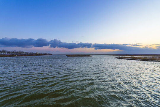 黄河口湿地晨景