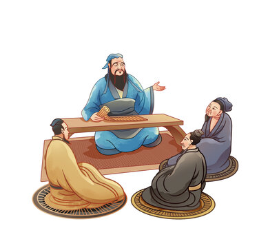 孔子講學插畫