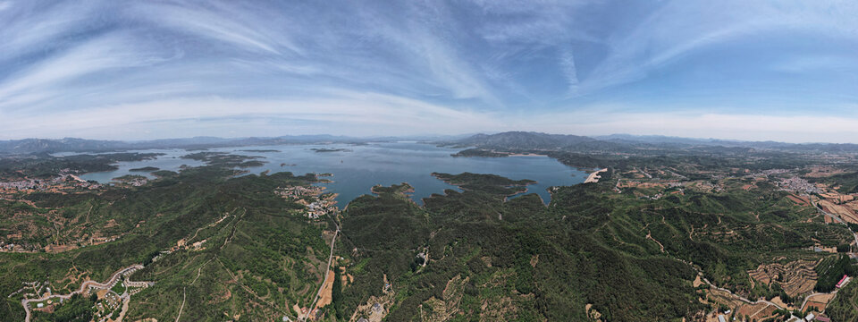 航拍北京密云水库全景图