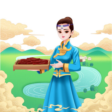 內(nèi)蒙特產(chǎn)牛肉干產(chǎn)品插畫