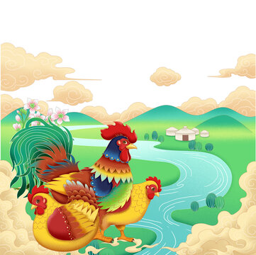 內(nèi)蒙古散養(yǎng)土雞包裝插畫