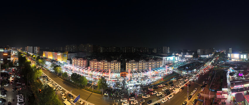 城阳夜景吕家庄夜市