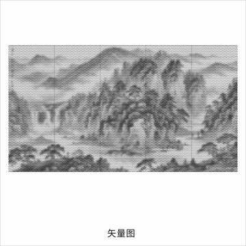 矢量镂空山水画