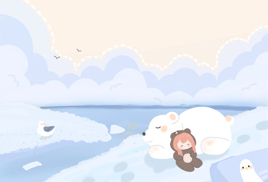 女孩和北極熊
