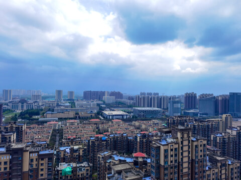 大都市居民住宅区建筑群全景