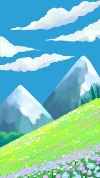 手繪卡通風(fēng)景插畫