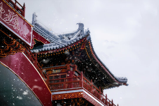 雪景古建筑