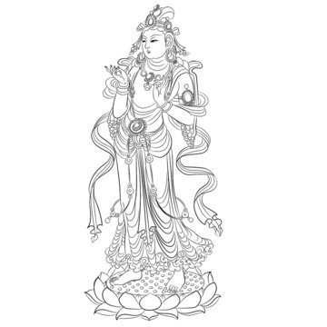 敦煌佛像人物壁畫線描