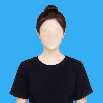 女士黑T恤丸子頭素材