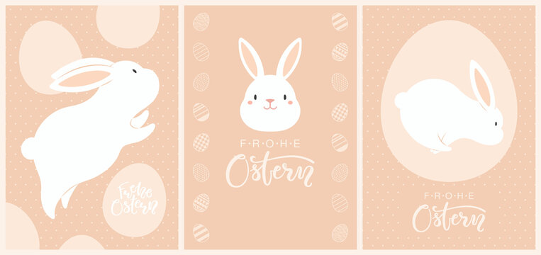 淡橙色复活节兔子与彩蛋卡通海报