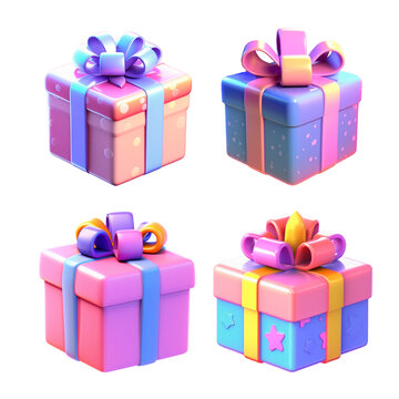 禮盒透明底3D禮物包裝禮盒
