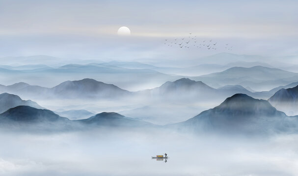 水墨遠山圖