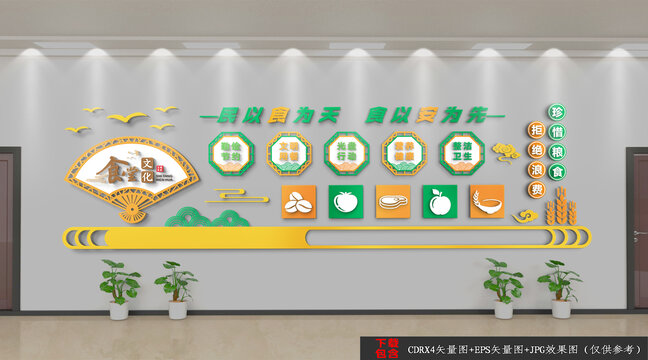 中式食堂文化墻